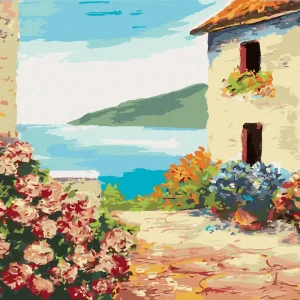 Diamond painting - HAUS AM MEER UND BLUMEN Schneller Versand