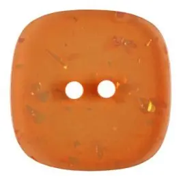Top-Preis viereckiger transparenter Knopf mit Glitter, 2-Loch – Größe: 25mm – Farbe: orange – Art.Nr. 384811