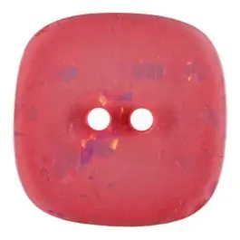 viereckiger transparenter Knopf mit Glitter, 2-Loch – Größe: 30mm – Farbe: rose/pink – Art.Nr. 404806 Knallerangebot