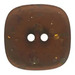 viereckiger transparenter Knopf mit Glitter, 2-Loch – Größe: 30mm – Farbe: braun – Art.Nr. 404800 Schneller Versand