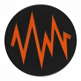 Echt 2-lagiger schwarzer Knopf mit farbigem Zick-Zack und Öse – Größe: 28mm – Farbe: orange – Art.Nr. 404821