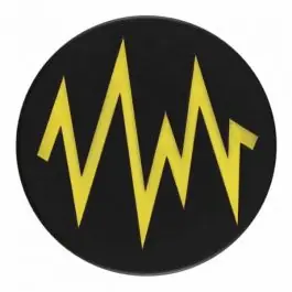 2-lagiger schwarzer Knopf mit farbigem Zick-Zack und Öse – Größe: 28mm – Farbe: gelb – Art.Nr. 404820 Aktuell