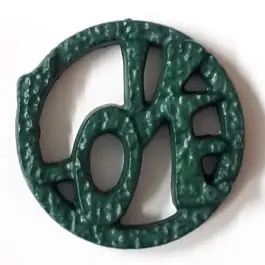 Super-Preis schöner abstrakter Love Knopf – Größe: 15mm – Farbe: dunkelgrün / petrol – Art.Nr. 242858