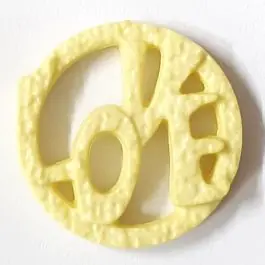 Kracherpreis schöner abstrakter Love Knopf – Größe: 20mm – Farbe: gelb / messing – Art.Nr. 282837