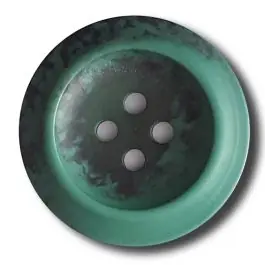 Polyesterknopf mit trendigem Flammendekor mit 2 Löchern – Größe: 30mm – Farbe: dunkelgrün / petrol – Art.Nr. 382807 Top-Qualität