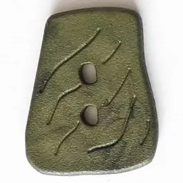 Neue Ware Polyamidknopf in asymmetrischer Trapezform mit 2 Löchern – Größe: 35mm – Farbe: grün – Art.Nr. 388733