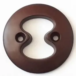 Polyamidknopf mit interessanter Ausstanzung mit 2 Löchern – Größe: 23mm – Farbe: braun – Art.Nr. 288714 Highlight