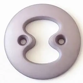 Mengenrabatt Polyamidknopf mit interessanter Ausstanzung mit 2 Löchern – Größe: 23mm – Farbe: lila – Art.Nr. 288718