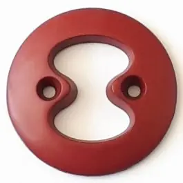 Polyamidknopf mit interessanter Ausstanzung mit 2 Löchern – Größe: 23mm – Farbe: rot – Art.Nr. 288722 Großhandel