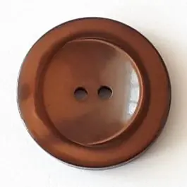 Polyesterknopf mit breitem Rand mit 2 Löchern – Größe: 28mm – Farbe: braun – Art.Nr. 388715 Preisknaller