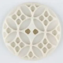 Echt Polyamidknopf mit rautenförmigen Ornamenten, rund, 2 loch – Größe: 34mm – Farbe: beige – Art.Nr. 376710