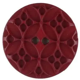 Polyamidknopf mit rautenförmigen Ornamenten, rund, 2 loch – Größe: 34mm – Farbe: weinrot – Art.Nr. 376720 Solange Der Vorrat Reicht