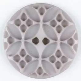 Polyamidknopf mit rautenförmigen Ornamenten, rund, 2 loch – Größe: 20mm – Farbe: beige – Art.Nr. 266702 Neu Im Sortiment
