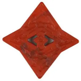 Polyamidknopf mit unebener Oberfläche und pfeilförmigen Löchern, kantig, 2 loch – Größe: 40mm – Farbe: orange – Art.Nr. 406711 Original