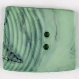 Polyamidknopf, marmoriert, eine Hälfte mit Rillen, die andere glatt, quadratisch, 2 loch – Größe: 23mm – Farbe: grün – Art.Nr. 335720 Highlight