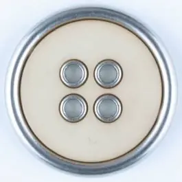 Zweiteiliger Vollmetall-Polyamidknopf, rund, 4 loch – Größe: 20mm – Farbe: beige – Art.Nr. 320649 Saisonangebot