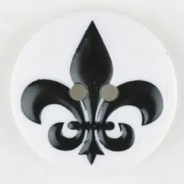 Polyamidknopf Fleur de Lis, bedruckt, 2-loch – Größe: 30mm – Farbe: schwarz – Art.Nr. 370700 Mengenrabatt