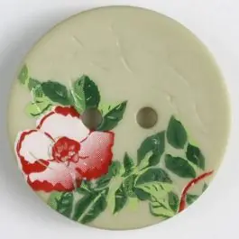 Polyamidknopf mit wunderschönem Rosendekor bedruckt, 2 Loch – Größe: 23mm – Farbe: grün – Art.Nr. 330887 Kracherpreis