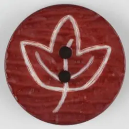 Polyamidknopf mit herbstlichem Laubmotiv, 2 Loch – Größe: 23mm – Farbe: weinrot – Art.Nr. 300722 Top-Qualität