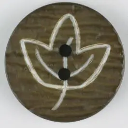 Polyamidknopf mit herbstlichem Laubmotiv, 2 Loch – Größe: 23mm – Farbe: grün – Art.Nr. 300721 Jetzt Zugreifen