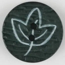 Polyamidknopf mit herbstlichem Laubmotiv, 2 Loch – Größe: 23mm – Farbe: grün – Art.Nr. 300720 Top-Seller