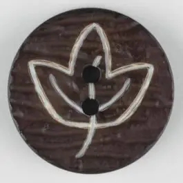 Kracherpreis Polyamidknopf mit herbstlichem Laubmotiv, 2 Loch – Größe: 28mm – Farbe: braun – Art.Nr. 340521