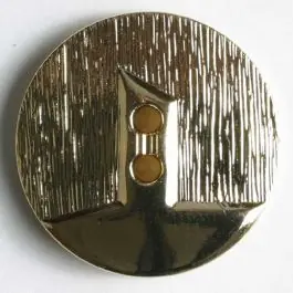 Markenware Kunststoffknopf metallisiert, zwei Drittel vertieft und polierter Bereich mit 2 Löchern – Größe: 18mm – Farbe: gold – Art.Nr. 250777