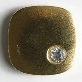 Highlight Knopf mit gehämmerter Oberfläche und kleinem Straßstein – Größe: 18mm – Farbe: gold – Art.Nr. 380122