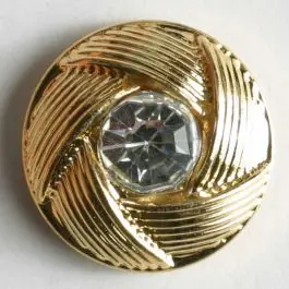 Limited Edition Knopf mit Straßstein umhüllt von geflochtenem Rand – Größe: 15mm – Farbe: gold – Art.Nr. 370274