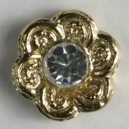 Strassknopf in Blütenform – Größe: 11mm – Farbe: gold – Art.Nr. 340727 Top-Seller