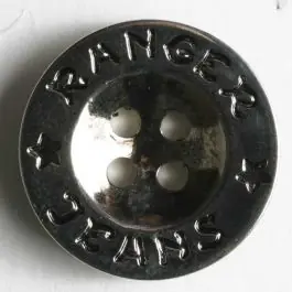 Billig Ranger Jeans Kunststoffknopf metallisiert, mit breitem, flachem Rand und 4 Löchern – Größe: 18mm – Farbe: altsilber – Art.Nr. 200078