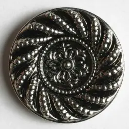 Kunststoffknopf metallisiert, reichlich verziert – Größe: 23mm – Farbe: altsilber – Art.Nr. 250232 Finale Aktion