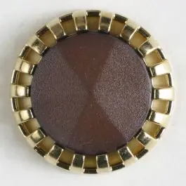 Top-Seller Zweiteiliger Knopf mit strahlenförmigem Goldrand mit Öse – Größe: 23mm – Farbe: braun – Art.Nr. 320337
