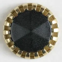 Kostenfreie Lieferung Zweiteiliger Knopf mit strahlenförmigem Goldrand mit Öse – Größe: 18mm – Farbe: schwarz – Art.Nr. 290498