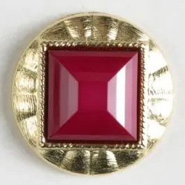 Zweiteiliger Knopf mit quadratischer, angeschrägter Einlage, goldumrandet mit Öse – Größe: 18mm – Farbe: weinrot – Art.Nr. 293026 Gleich Bestellen