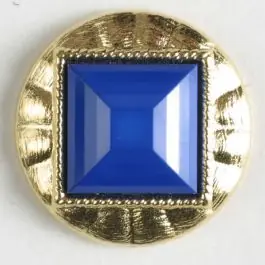 Zweiteiliger Knopf mit quadratischer, angeschrägter Einlage, goldumrandet mit Öse – Größe: 18mm – Farbe: blau – Art.Nr. 293023 Neu