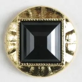 Zweiteiliger Knopf mit quadratischer, angeschrägter Einlage, goldumrandet mit Öse – Größe: 18mm – Farbe: schwarz – Art.Nr. 290176 Jetzt Bestellen