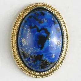 Weltweiter Versand Zweiteiliger Knopf mit aufwendigem Motiv und Goldrand mit Öse – Größe: 30mm – Farbe: blau – Art.Nr. 360240