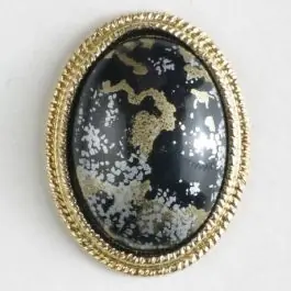 Zweiteiliger Knopf mit extravagantem Muster und aufwändigem Goldrand mit Öse – Größe: 23mm – Farbe: schwarz – Art.Nr. 340381 Aktuell