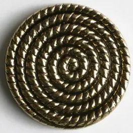 Kunststoffknopf metallisiert, mit Sprialmotiv bzw. Schneckenlinienmuster – Größe: 28mm – Farbe: altgold – Art.Nr. 340142 Neu