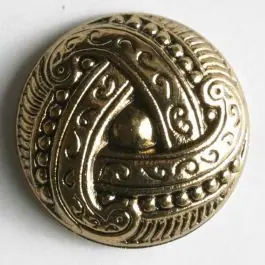Kunststoffknopf metallisiert, mit aufwändigem, knotenähnlichem Motiv – Größe: 15mm – Farbe: altgold – Art.Nr. 200582 Schneller Versand