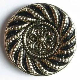 Kunststoffknopf metallisiert, reichlich verziert – Größe: 14mm – Farbe: altgold – Art.Nr. 210448 Sonderangebot