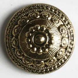 Angebot Kunststoffknopf metallisiert, mit antik wirkenden Ornamenten verziert – Größe: 14mm – Farbe: altgold – Art.Nr. 210248