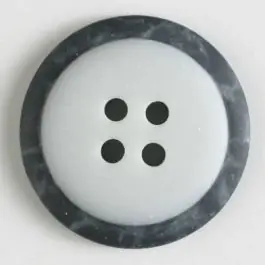 Nur Für Kurze Zeit Polyesterknopf mit marmoriertem schwarzem Rand mit 4 Löchern – Größe: 30mm – Farbe: grau – Art.Nr. 380283