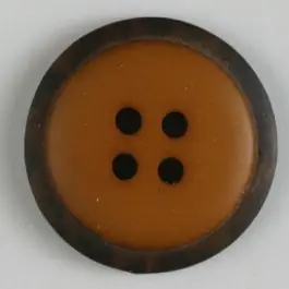 Original Polyesterknopf mit marmoriertem schwarzem Rand mit 4 Löchern – Größe: 18mm – Farbe: beige – Art.Nr. 310767