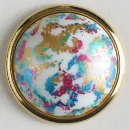 Zweiteiliger Knopf mit interessantem Muster und Goldrand mit Öse – Größe: 23mm – Farbe: weiss – Art.Nr. 350201 Jetzt Zugreifen