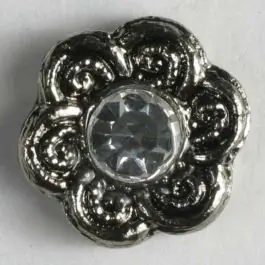 Strassknopf in Blütenform – Größe: 11mm – Farbe: altsilber – Art.Nr. 330598 Kostenloser Versand