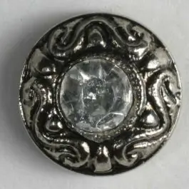 Top-Seller Kunststoffknopf mit Strass – Größe: 11mm – Farbe: altsilber – Art.-Nr.: 330596