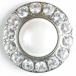 wunderschöner Strassknopf mit großer Perle in der Mitte – Größe: 25mm – Farbe: silber – Art.Nr. 510016 Top-Angebot