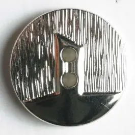 Kunststoffknopf metallisiert, zwei Drittel vertieft und polierter Bereich mit 2 Löchern – Größe: 18mm – Farbe: silber – Art.Nr. 231148 Im Trend